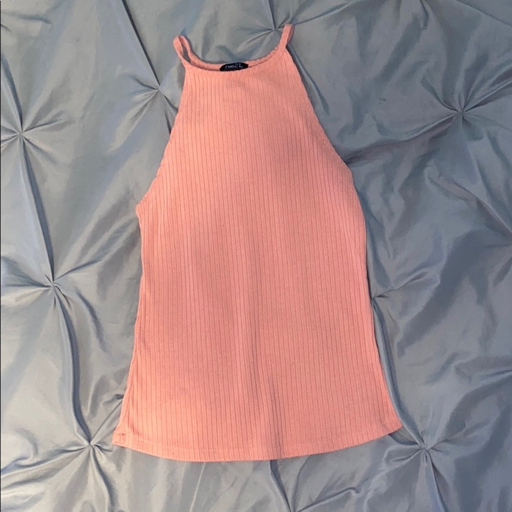 Coral Rue21 Ribbed Halter Tank Top